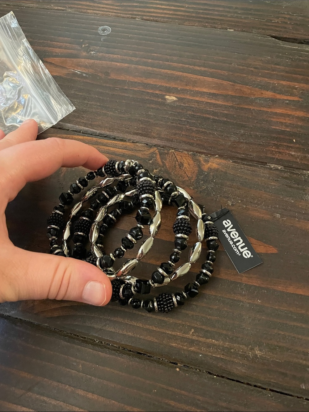 Avenue Black and Silver Beaded Bracelet D04 6686
